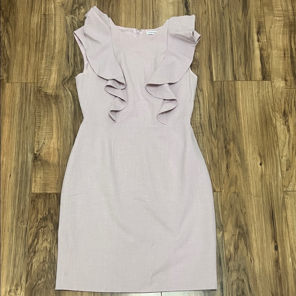 Calvin Klein Pink Ruffle Shift Dress Sz OP